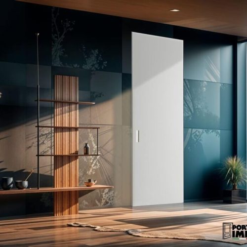 Collezione Mimesy Mod 100 L altezza 240 cm con maniglia a gola Laccato Bianco Opaco